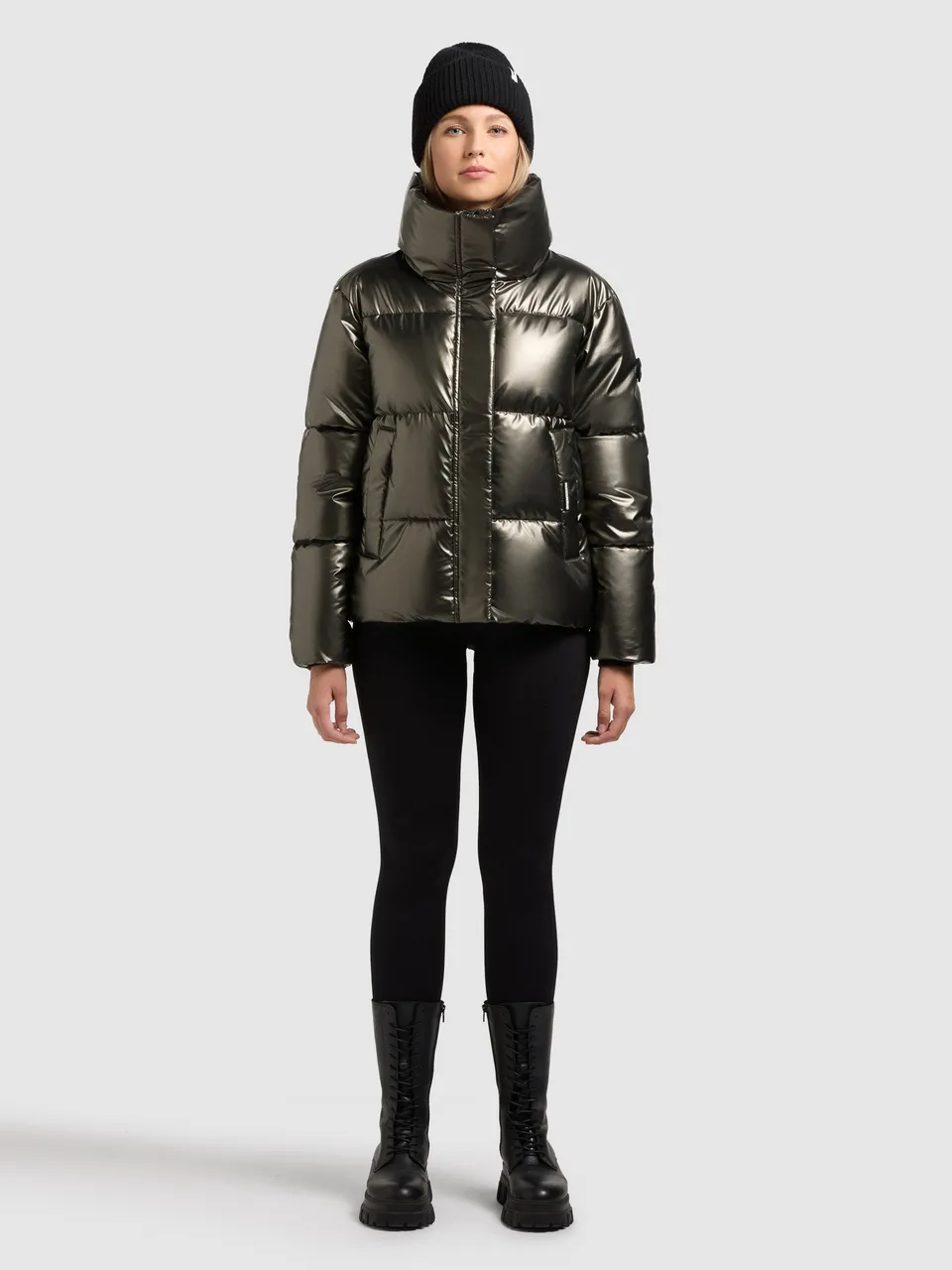 khujo-rinja2-shiny-damen-winterjacke-mud-brown image 1