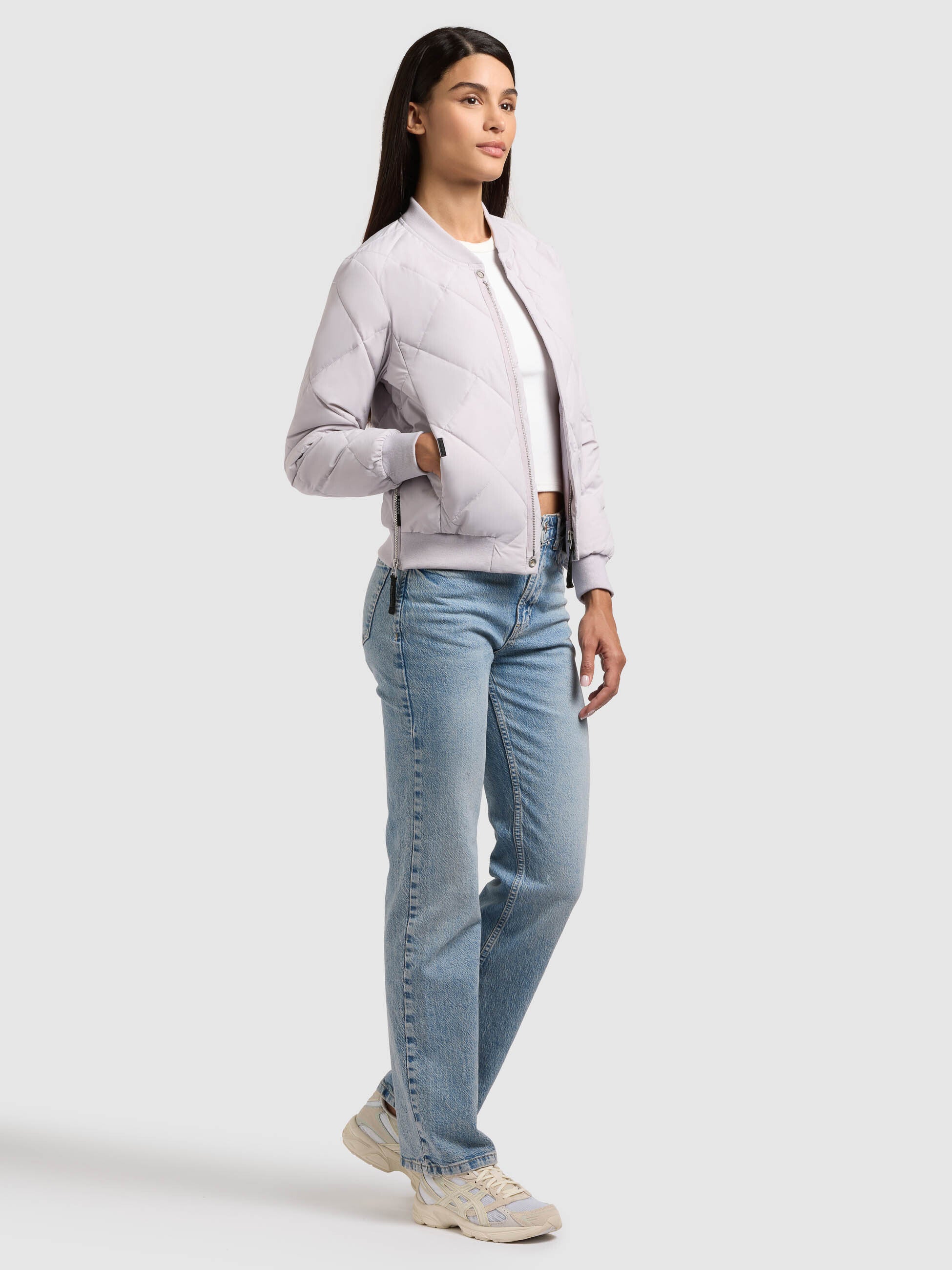 khujo-jacke-ange2-raindrops-lilac-damen-bomber-steppjacke-kurz image 6