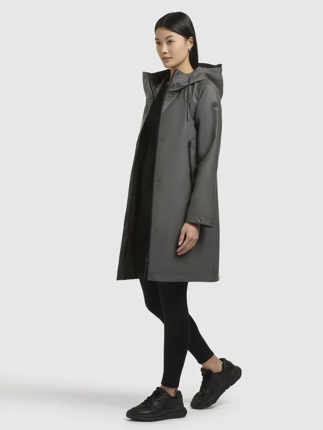 khujo-mantel-liede-dunkelgrau-damen-regenjacke-kurzmantel-mit-kapuze image 1