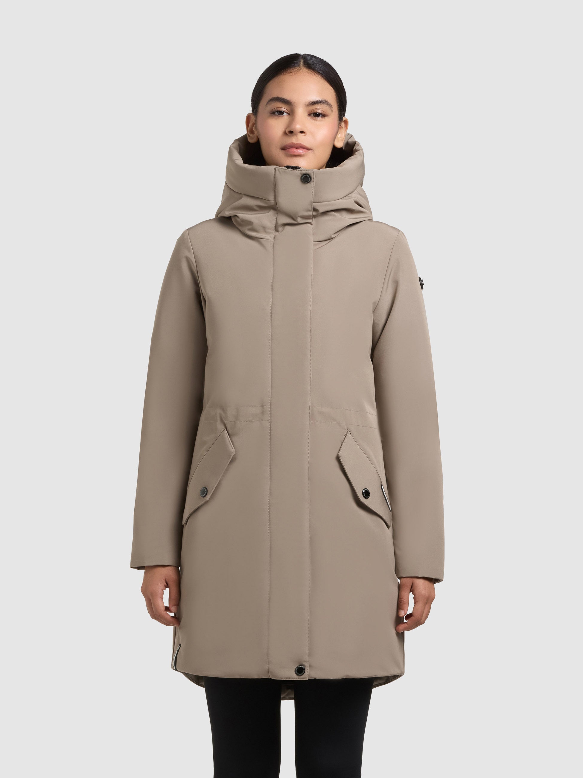 khujo-diance-kurzmantel-damen-greige-slim-fit image 4