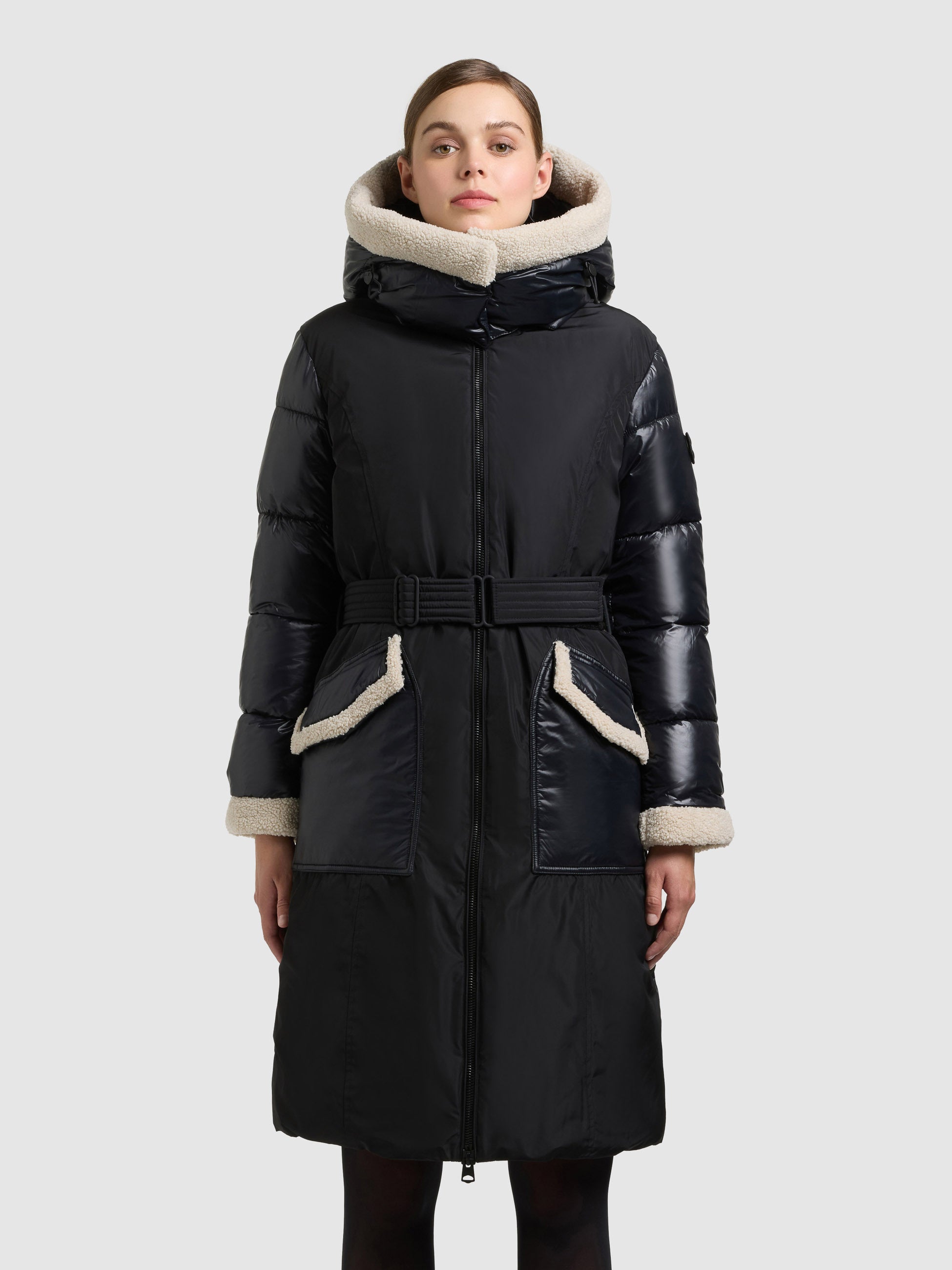 khujo-poppy-damen-kurzmantel-knielang-teddyfleece-schwarz image 4
