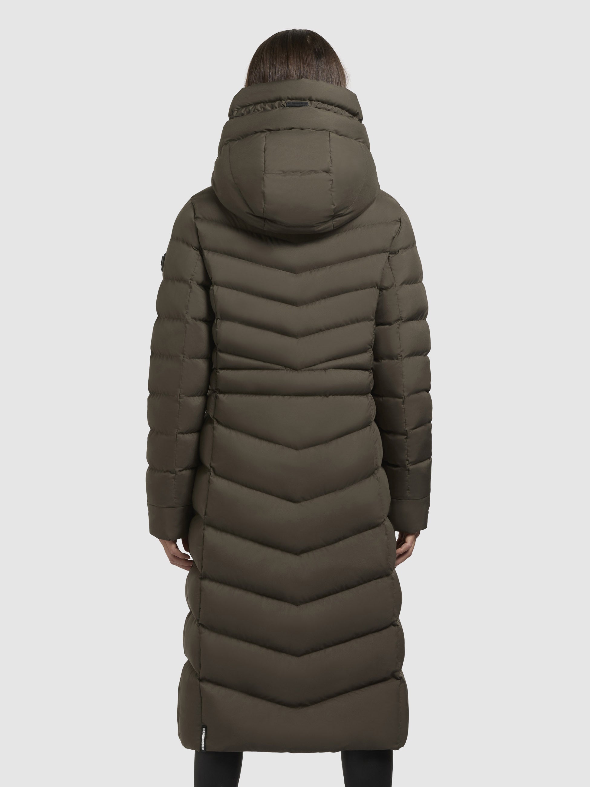 khujo-mantel-ingram4-khaki-damen-steppmantel-knielang-tailliert-mit-kapuze image 3