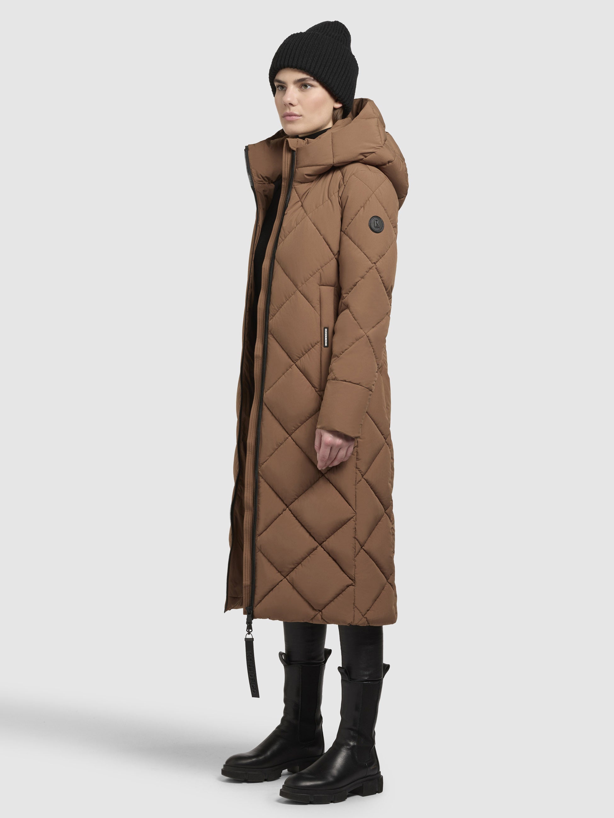 khujo-mantel-elow-hellbraun-knielanger-steppmantel-regular-fit image 2
