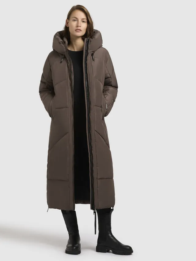 khujo-coat-prayce-taupe-dark-langer-steppmantel-damen image 1