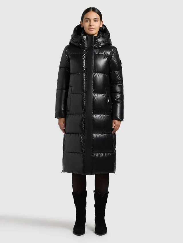 khujo-rachel2-shiny-damen-coat-black-wasserabweisender-steppmantel-gl-nzend image 1
