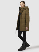 khujo-coat-lola-khaki-kurzer-wattierter-damen-steppmantel-regular-fit image 2