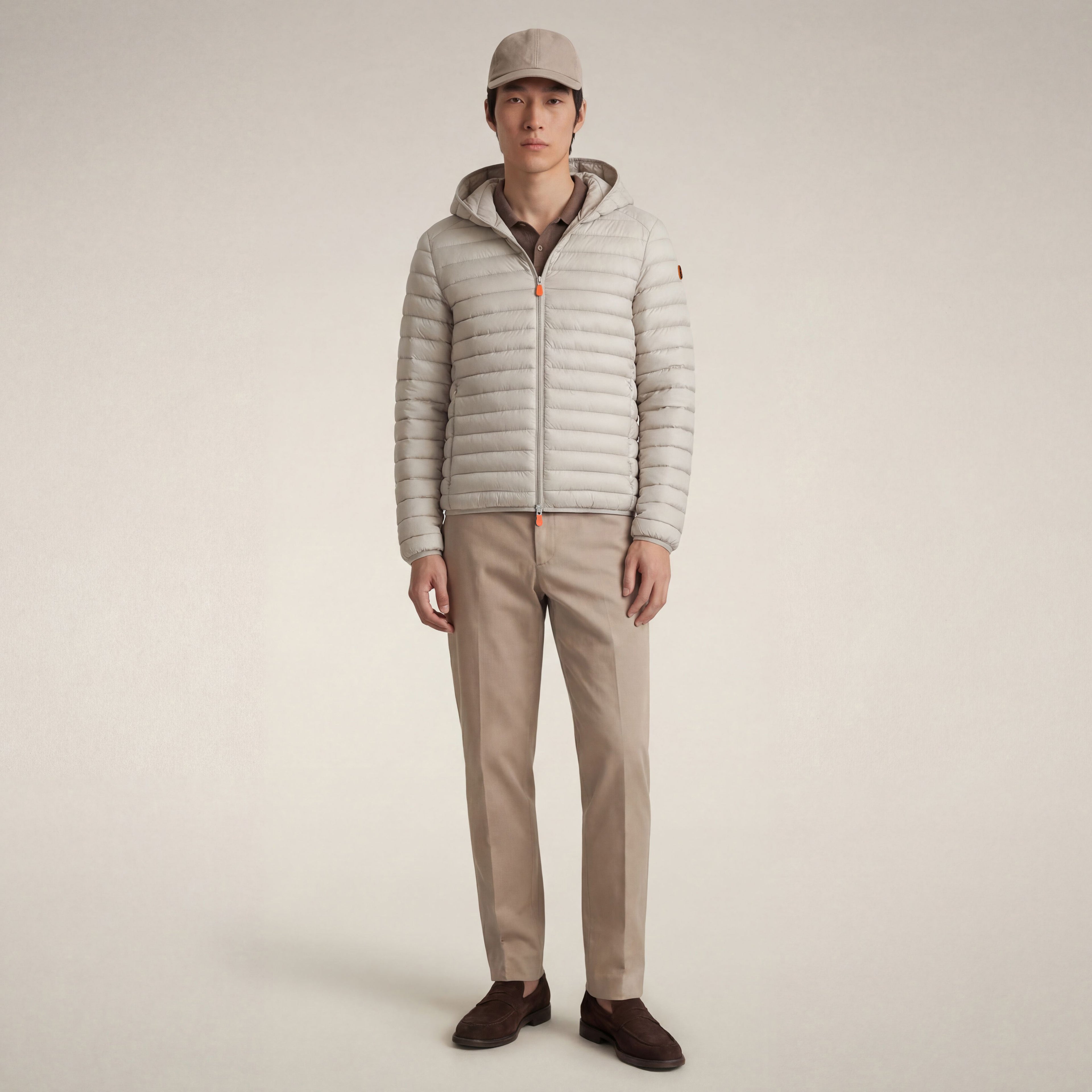 save-the-duck-donald-herren-pufferjacke-hellbeige-mit-kapuze image 1