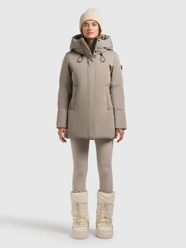 khujo-allap-damen-winterjacke-greige-teilgesteppt-mit-kapuze image 1