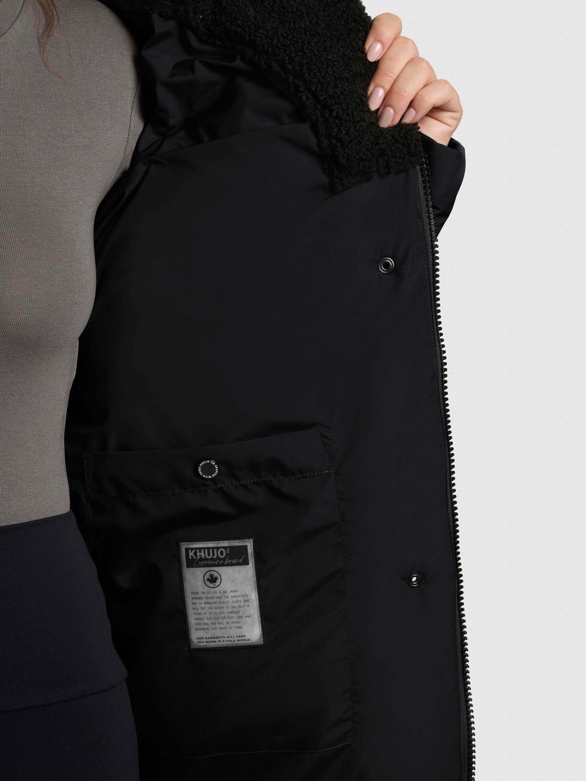 khujo-mantel-lamba-schwarz-damen-steppmantel-wadenlang-loose-fit-mit-teddy-kapuz image 8