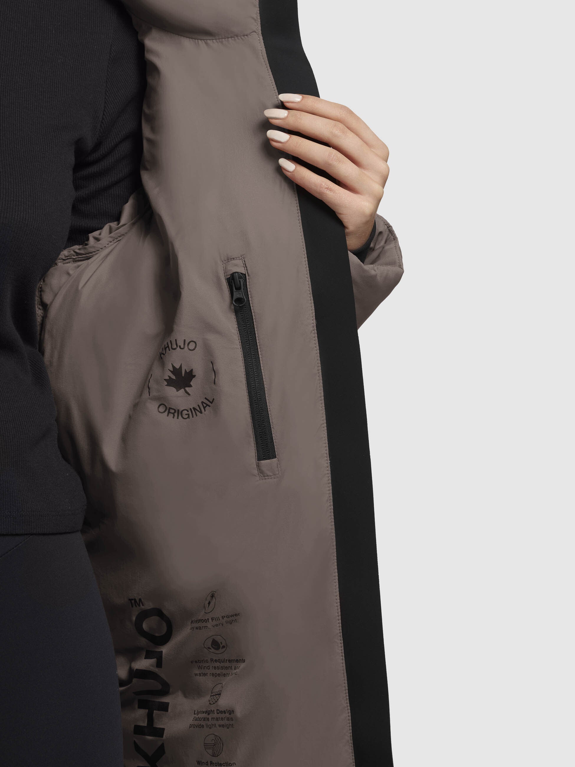 khujo-jacke-word3-matt-taupe-dunkel-damen-steppjacke-mit-kapuze image 8
