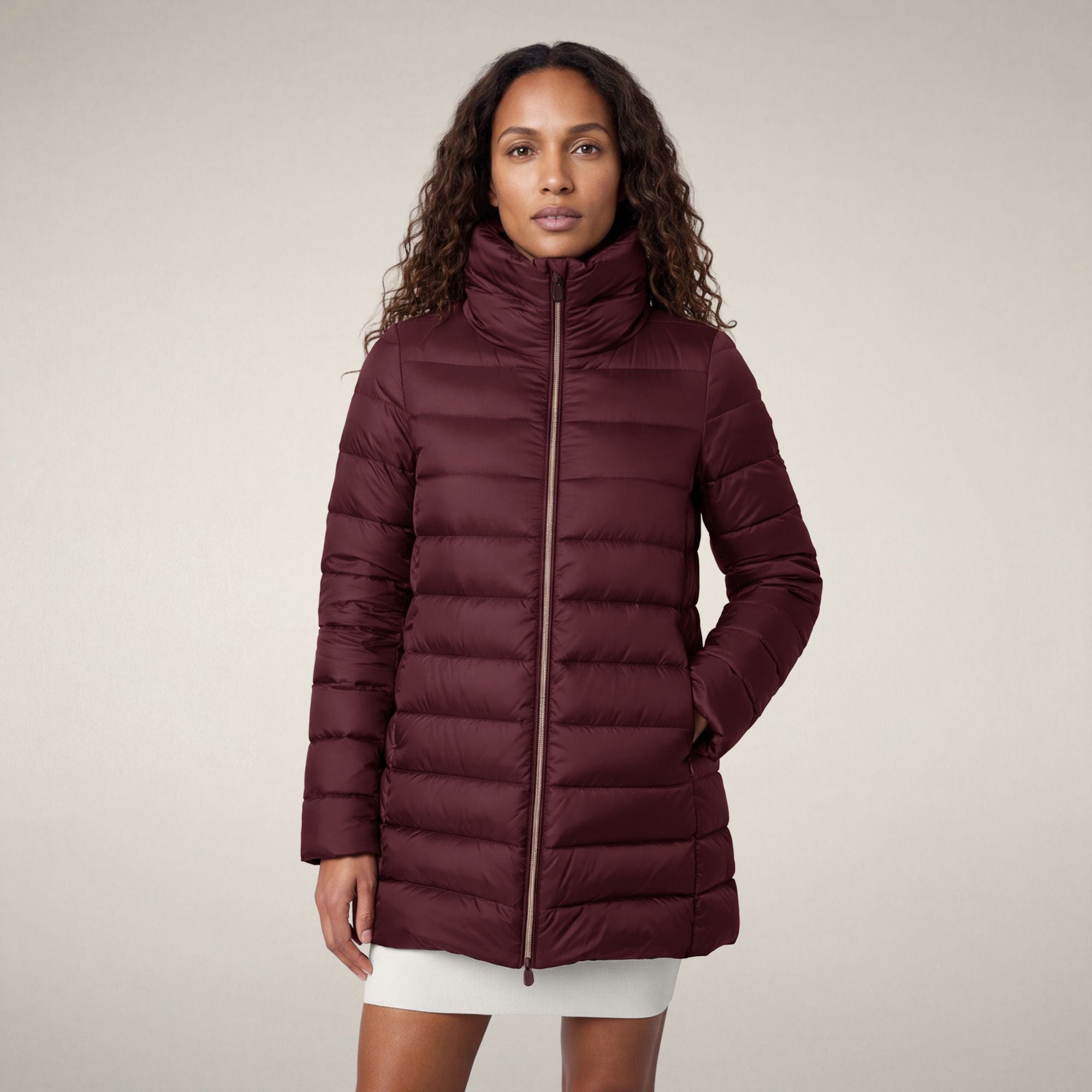 save-the-duck-lydia-damen-daunenmantel-bordeaux-langer-puffer-a-linie image 5