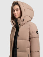 khujo-coat-rachel2-matt-cookie-beige-knielanger-steppmantel-mit-kapuze image 7
