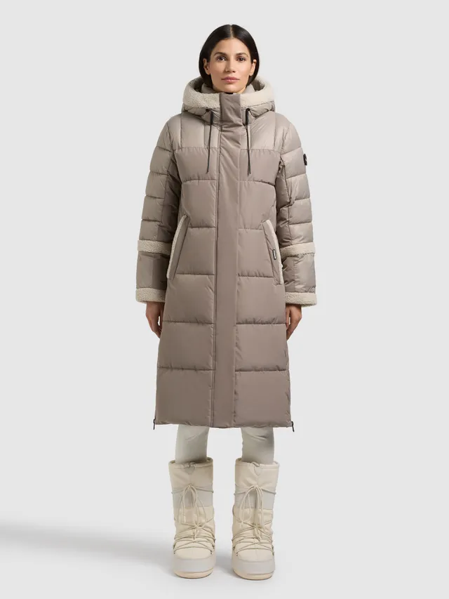 khujo-coat-desna2-greige-damen-steppmantel-mit-teddyfleece image 1