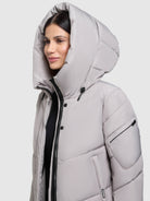 khujo-coat-jange2-matt-blizzard-grey-knielanger-damen-steppmantel image 7