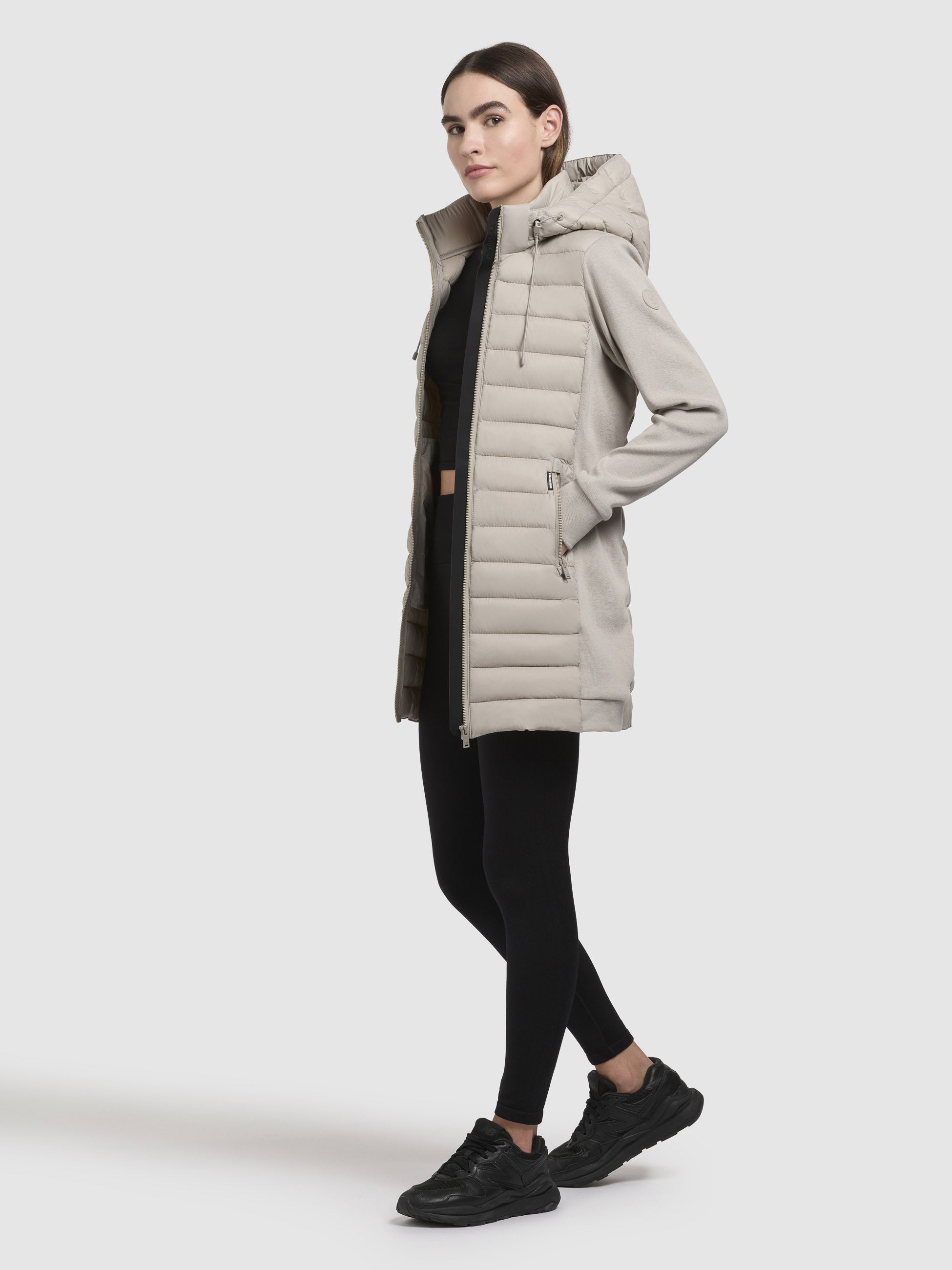 khujo-jacke-etele-beige-damen-steppjacke-leicht-wattiert-materialmix image 2