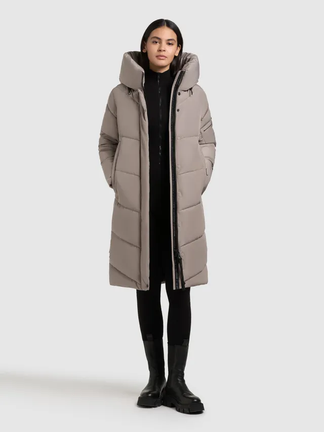 khujo-jange2-matt-damen-mantel-matt-greige-knielanger-wintermantel-loose-fit image 1