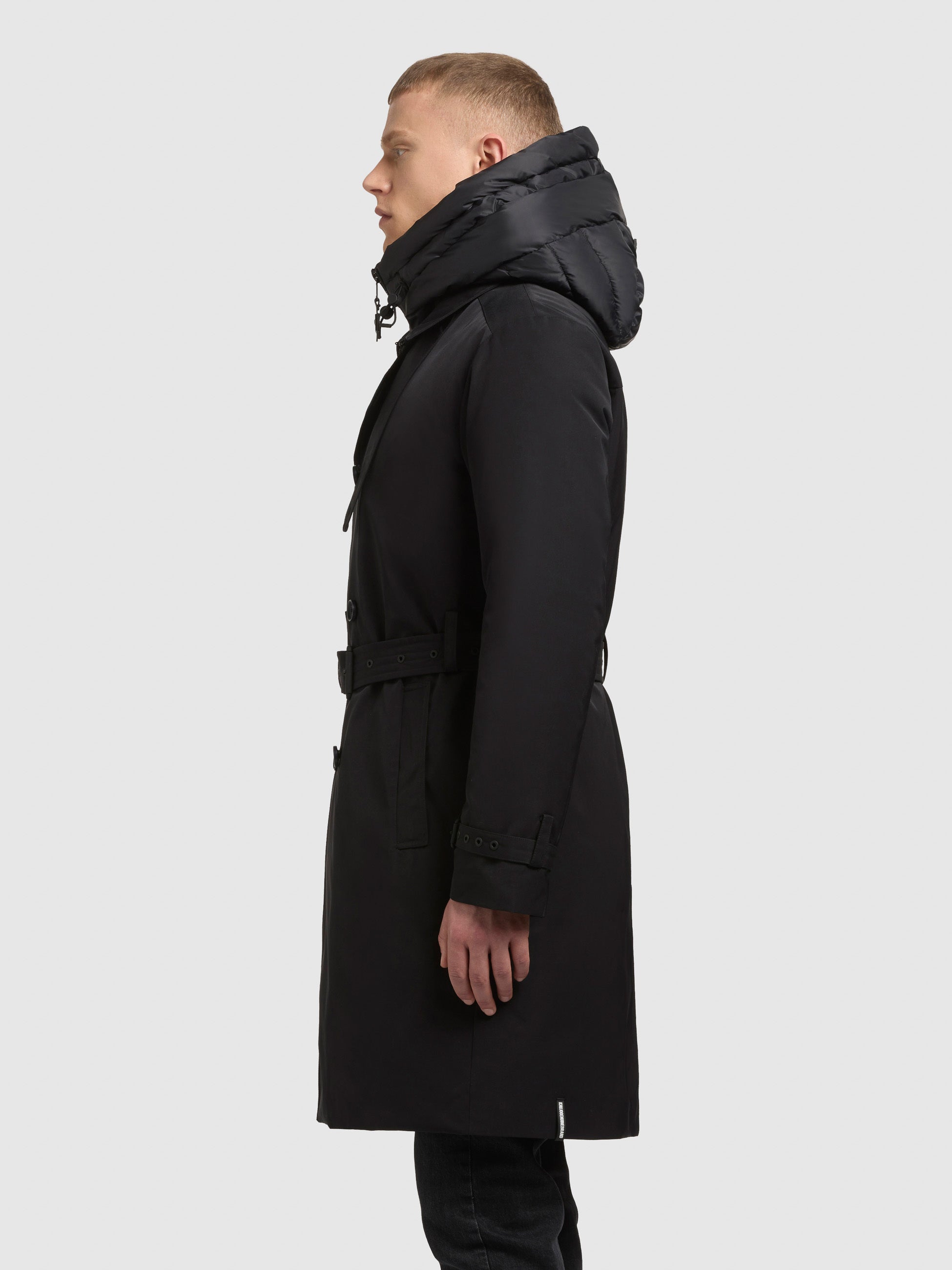 khujo-mantel-tarm-black-wattierter-trenchcoat-kurzmantel image 5