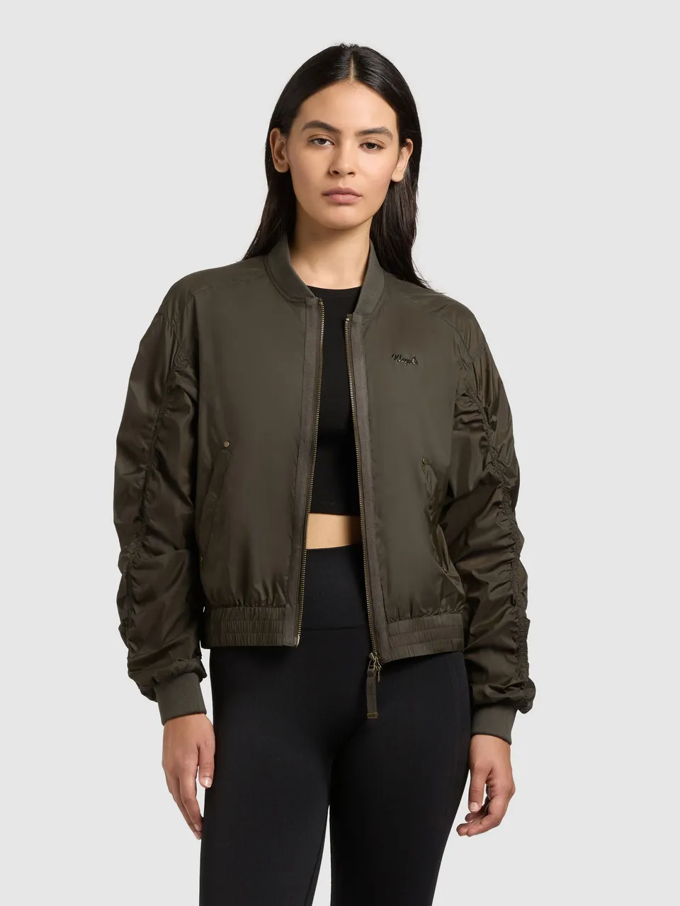 khujo-jacke-tuvay-bomberjacke-blouson-in-olive-aus-fliegerseide image 1