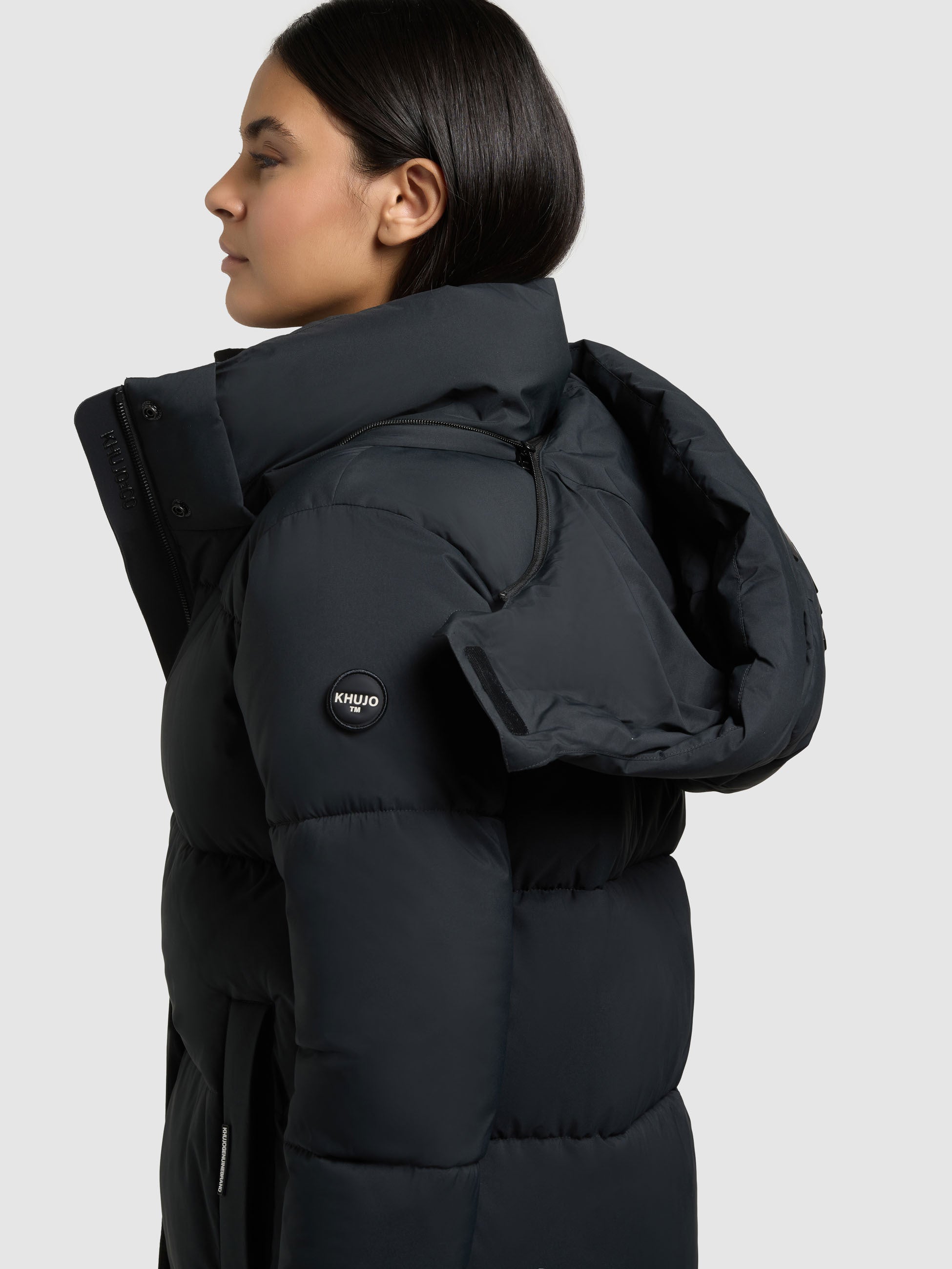 khujo-mantel-rachel2-matt-obrage-grey-knielanger-damen-steppmantel-loose-fit image 7