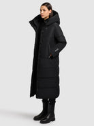 khujo-coat-soulani4-black-damen-steppmantel-wadenlang image 2