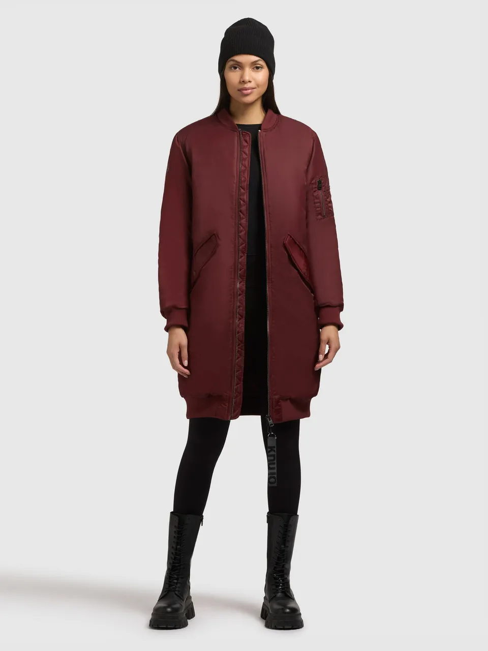 khujo-mantel-lulu-burgundy-red-wintermantel-bomber-oversize image 1
