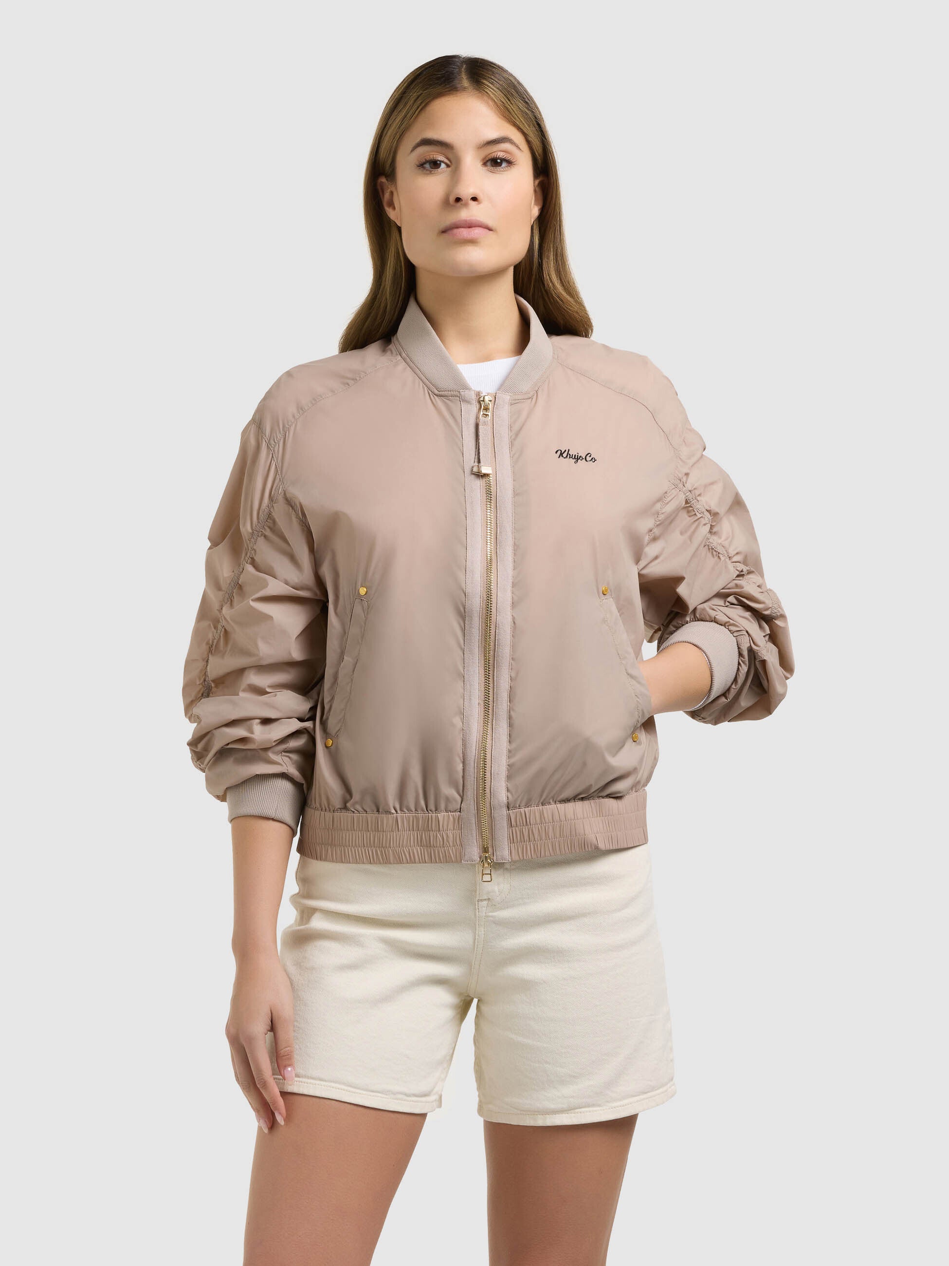 khujo-jacke-tuvay-latte-beige-bomberjacke-fliegerseide image 6