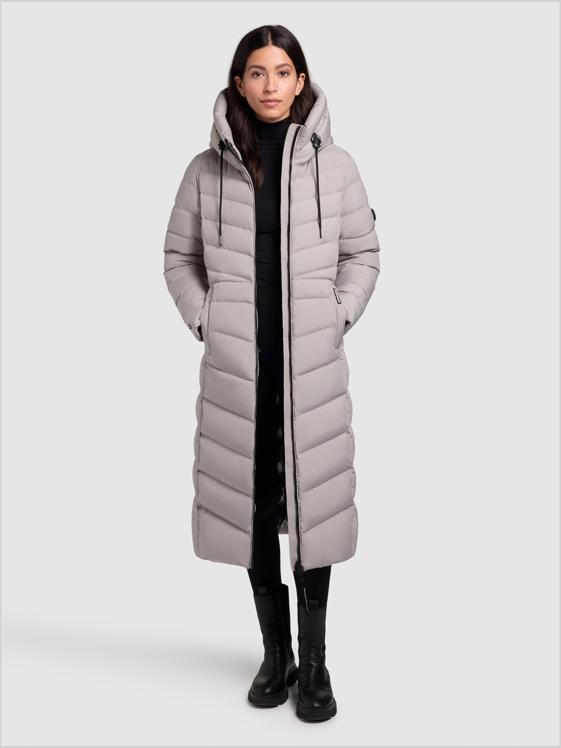 khujo-ingram4-damen-mantel-blizzard-grey-knielanger-steppmantel-tailliert image 2