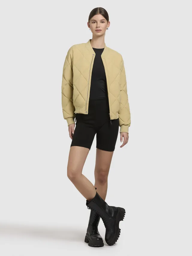 khujo-jacke-ange-gelbgr-n-kurze-damen-bomber-steppjacke image 1