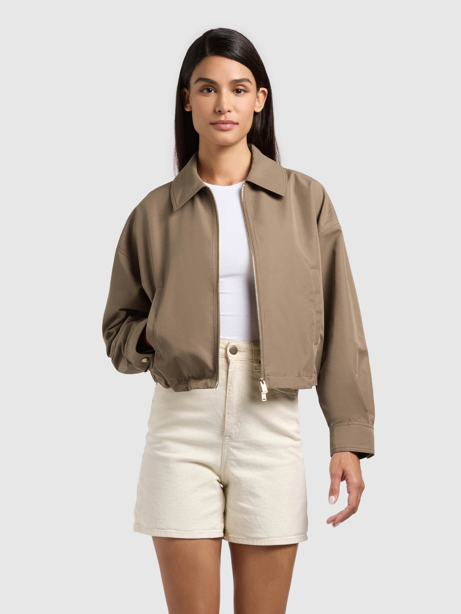 khujo-jacke-tovee-latte-brown-sommer-blouson-damen-cropped image 1