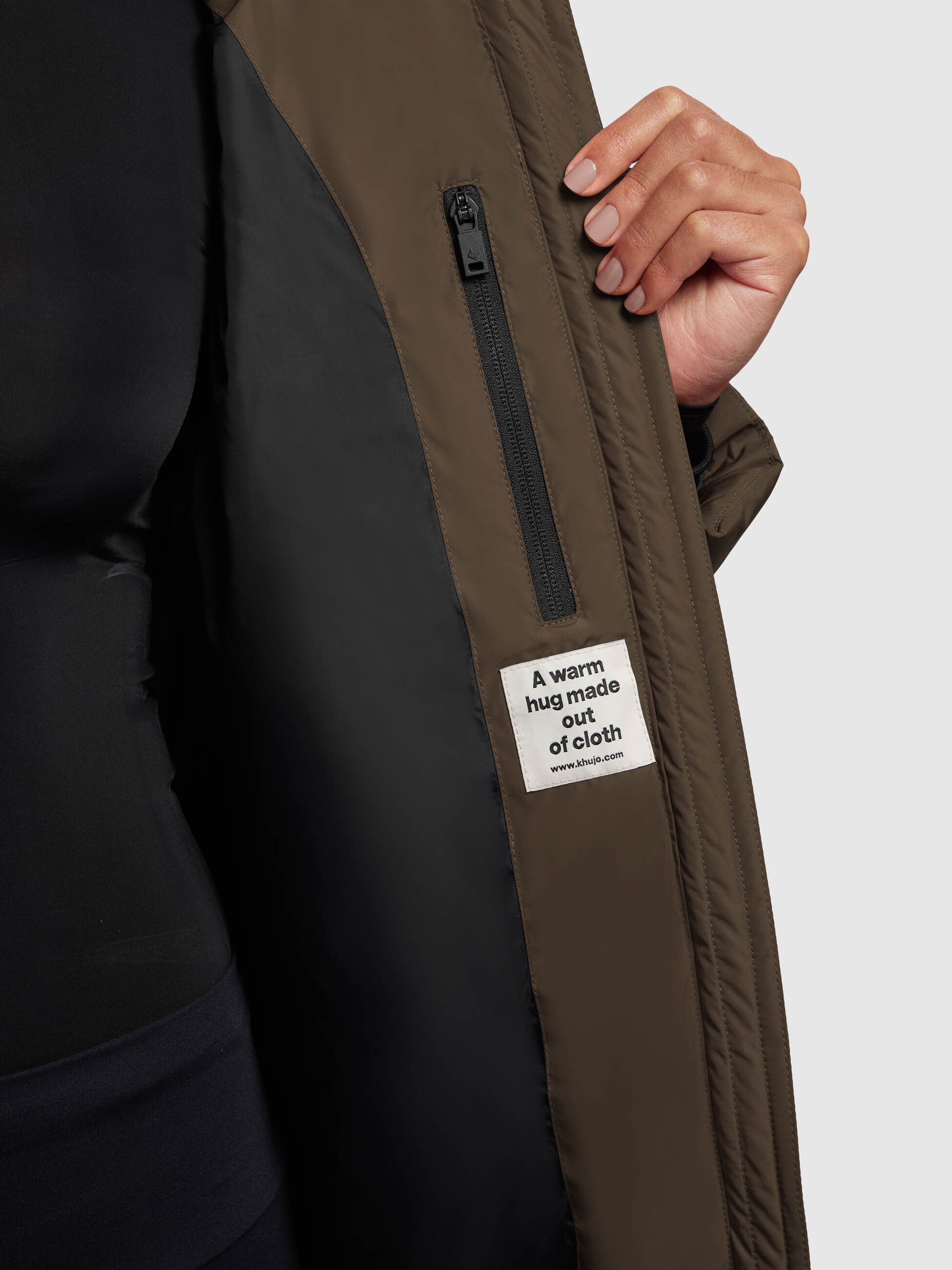 khujo-mantel-jilias4-damen-khaki-lange-winterjacke-wattiert image 8