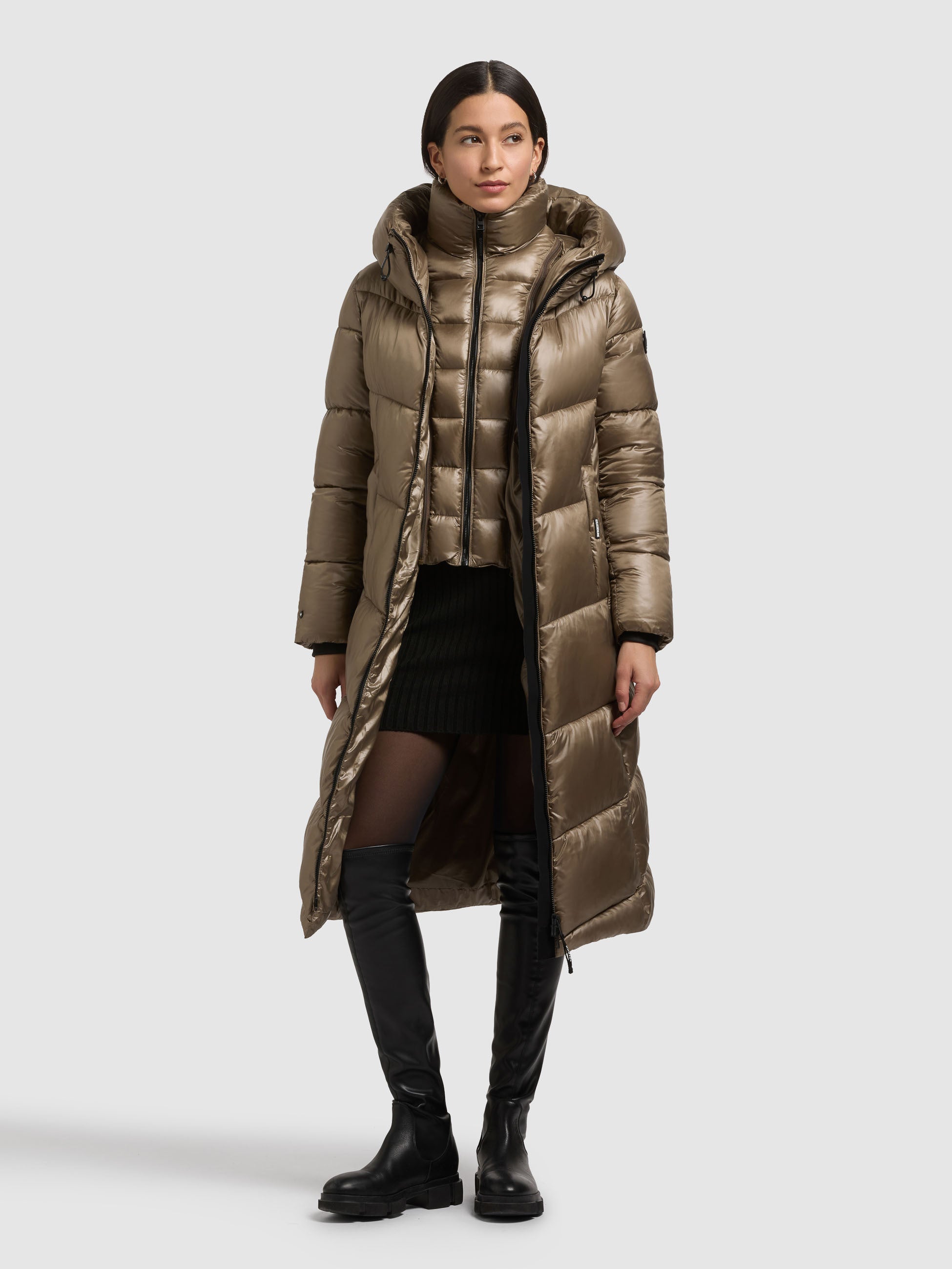 khujo-mantel-rabia-2in1-cane-brown-damen-steppmantel-wadenlang-slim-fit image 2