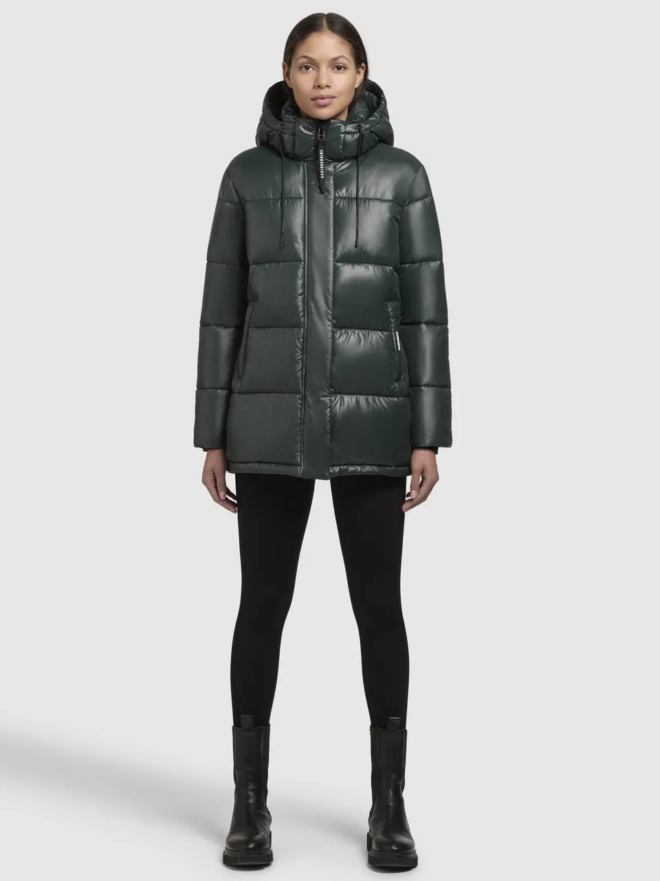 khujo-jacket-word3-satin-dark-green-gesteppte-winterjacke-damen image 1