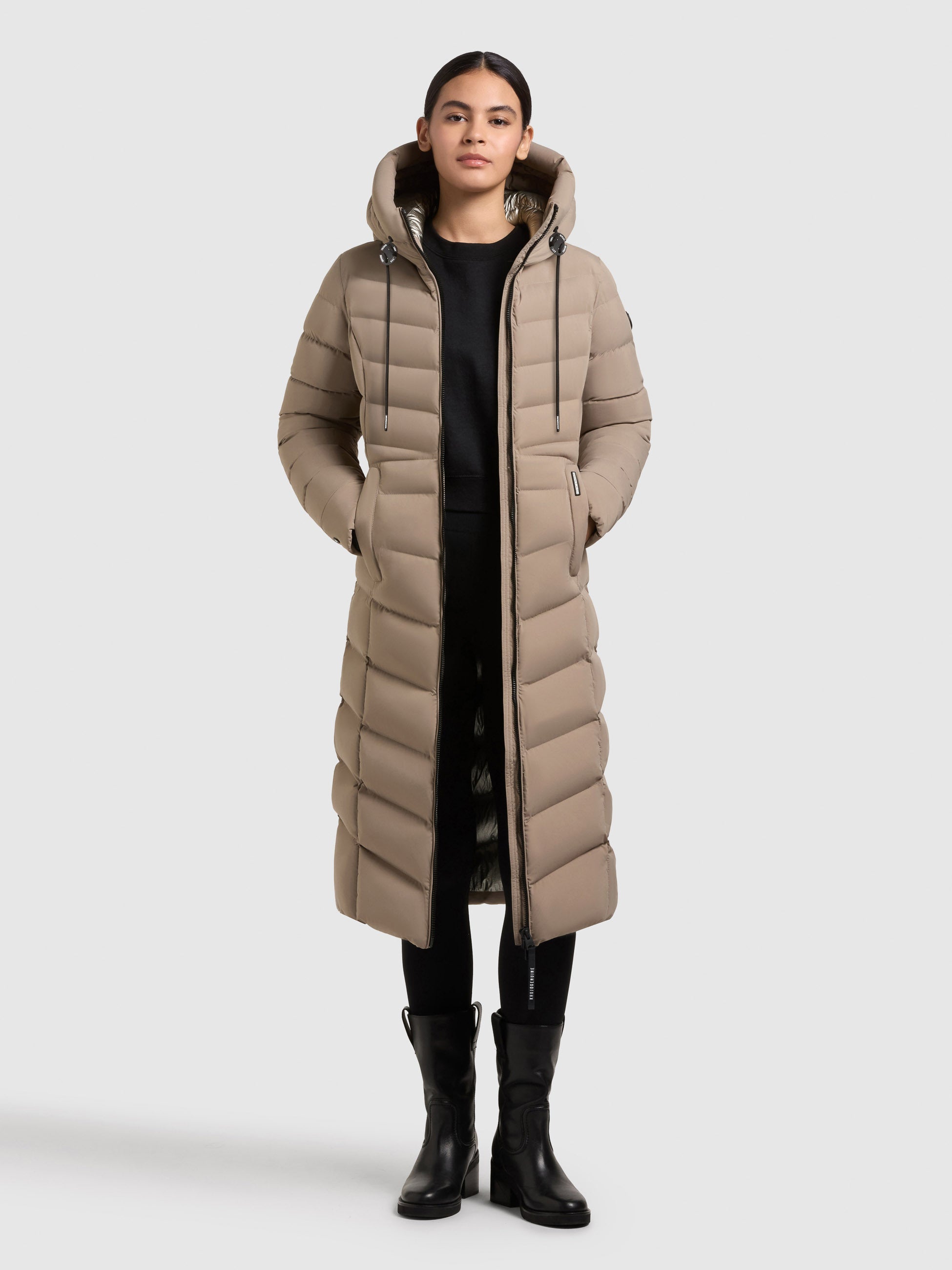 khujo-coat-ingram5-greige-damen-steppmantel-wadenlang-regular-fit image 1