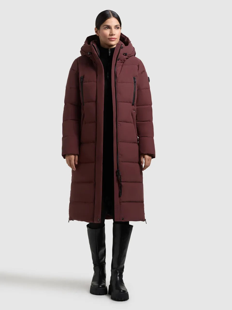 khujo-inda-damen-steppmantel-moscato-red-knielang image 1