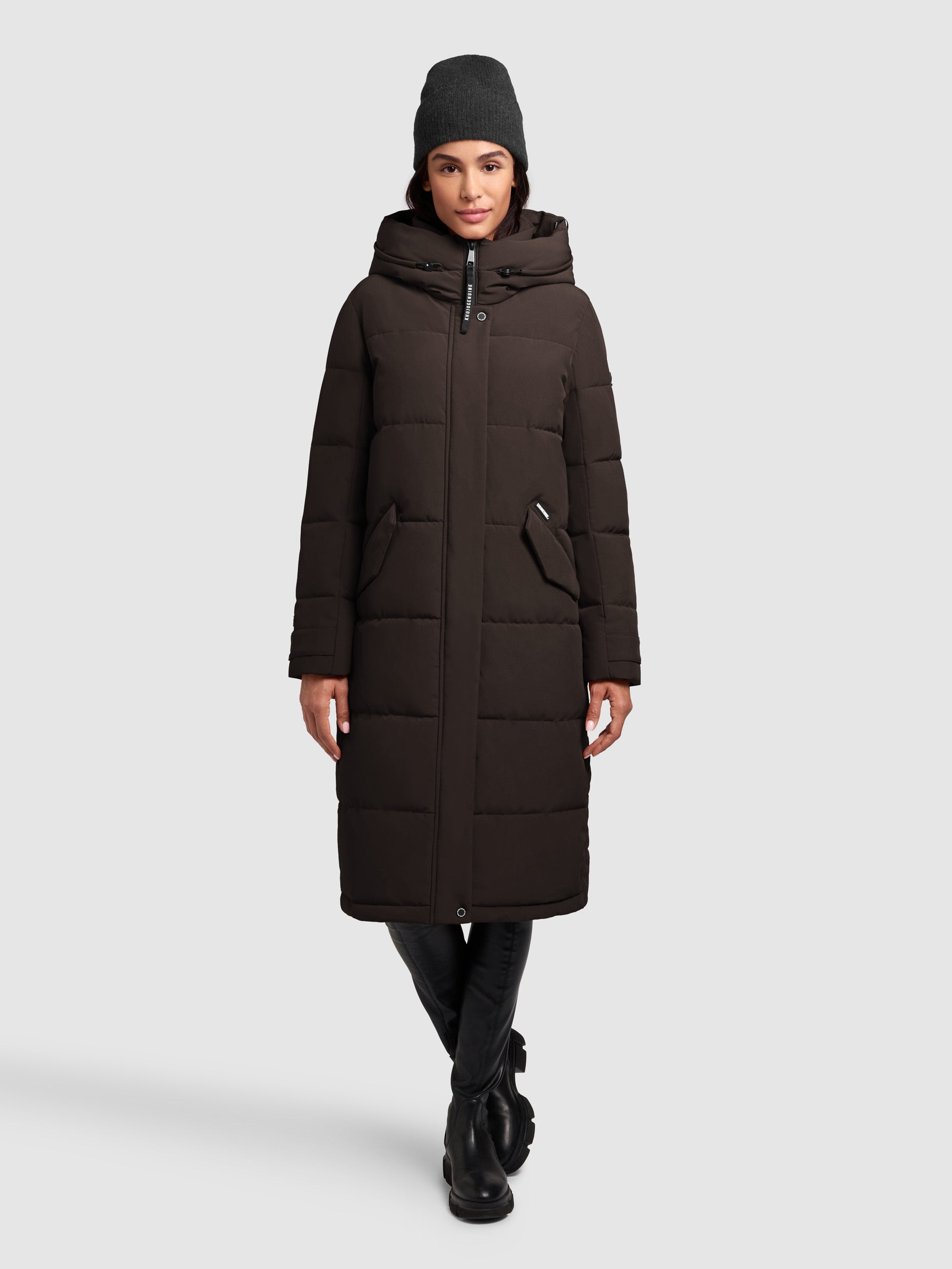khujo-dairi-mantel-moody-plum-damen-steppmantel-knielang-mit-kapuze image 1
