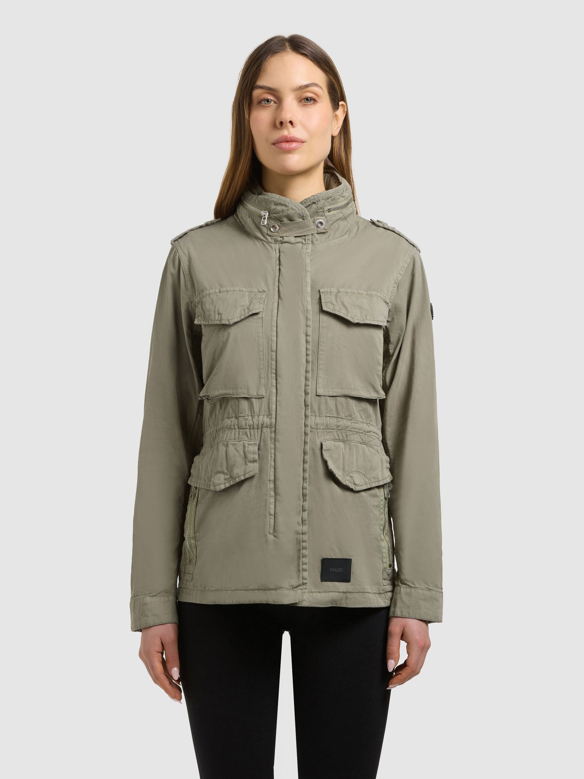 khujo-nori-damen-fieldjacke-reet-green-baumwolltwill image 1