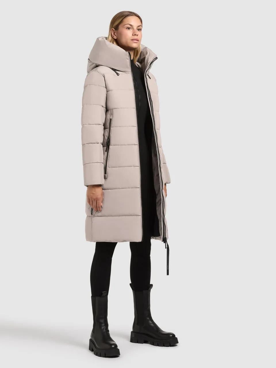 khujo-mantel-jilias6-matt-dusty-beige-damen-steppmantel-knielang-wattiert image 1