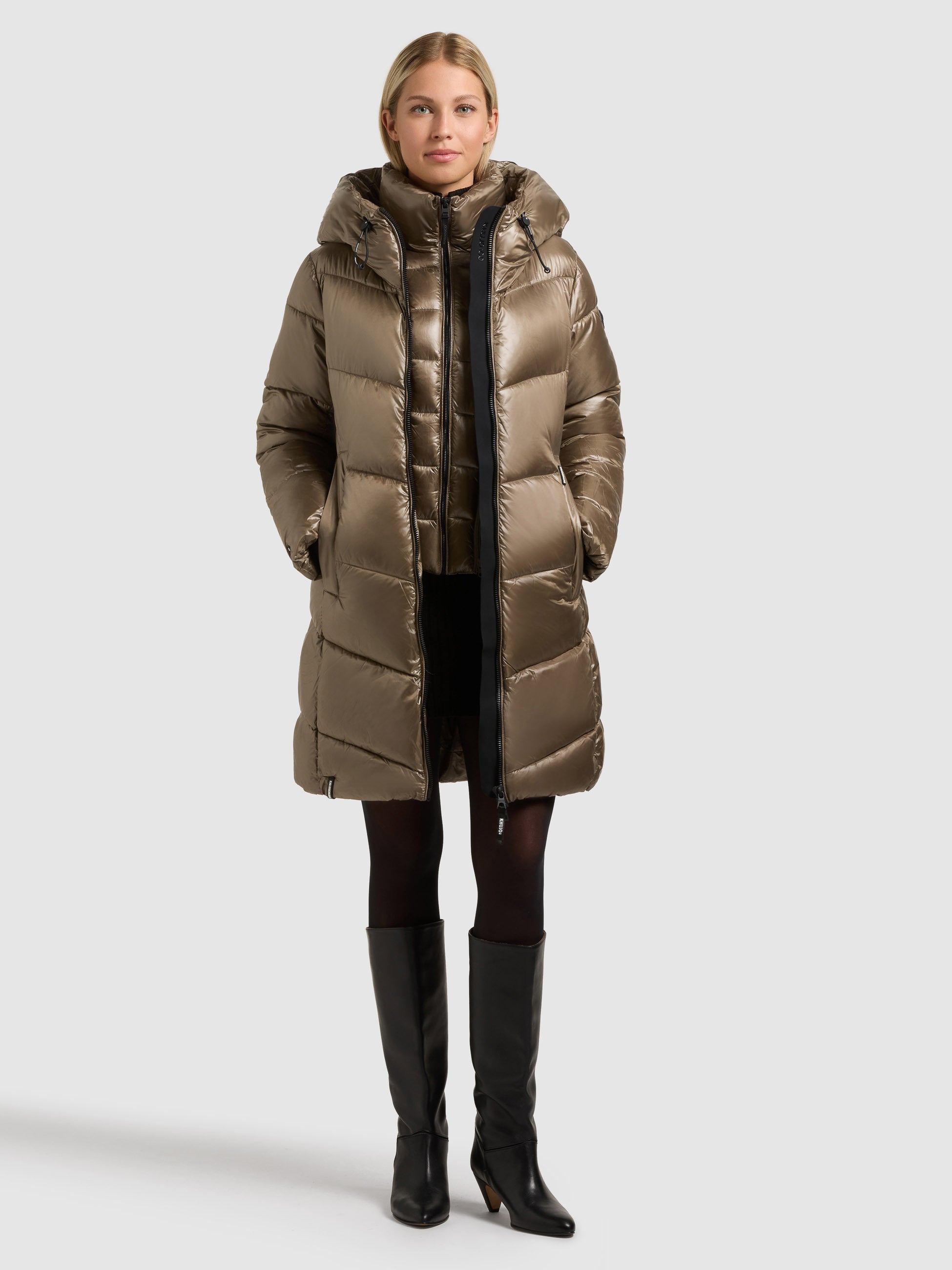 khujo-adriana-damen-steppmantel-slim-fit-cane-brown image 1
