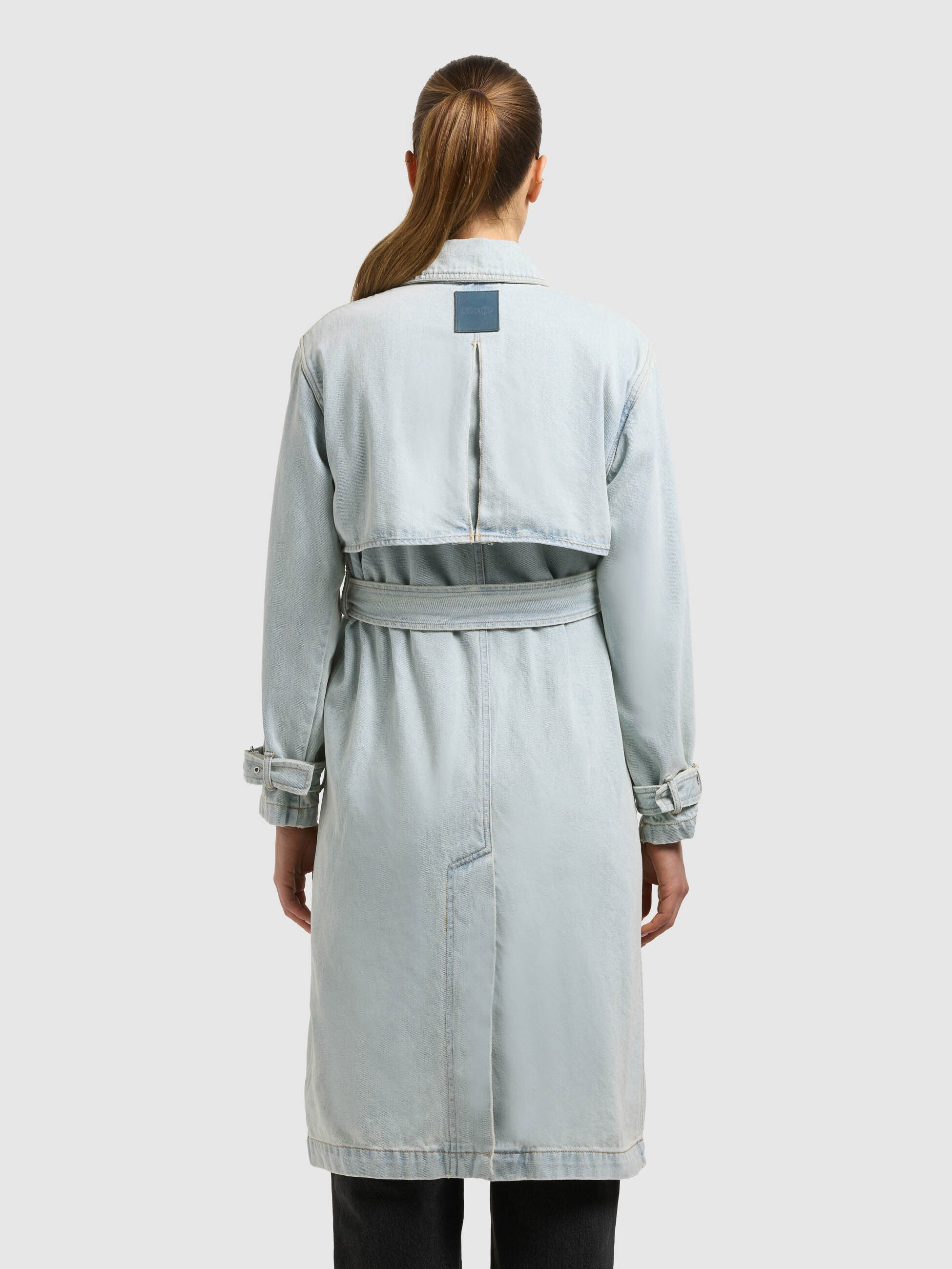 khujo-hera-damen-mantel-bleached-blue-jeans-trench-aus-denim-lang image 3