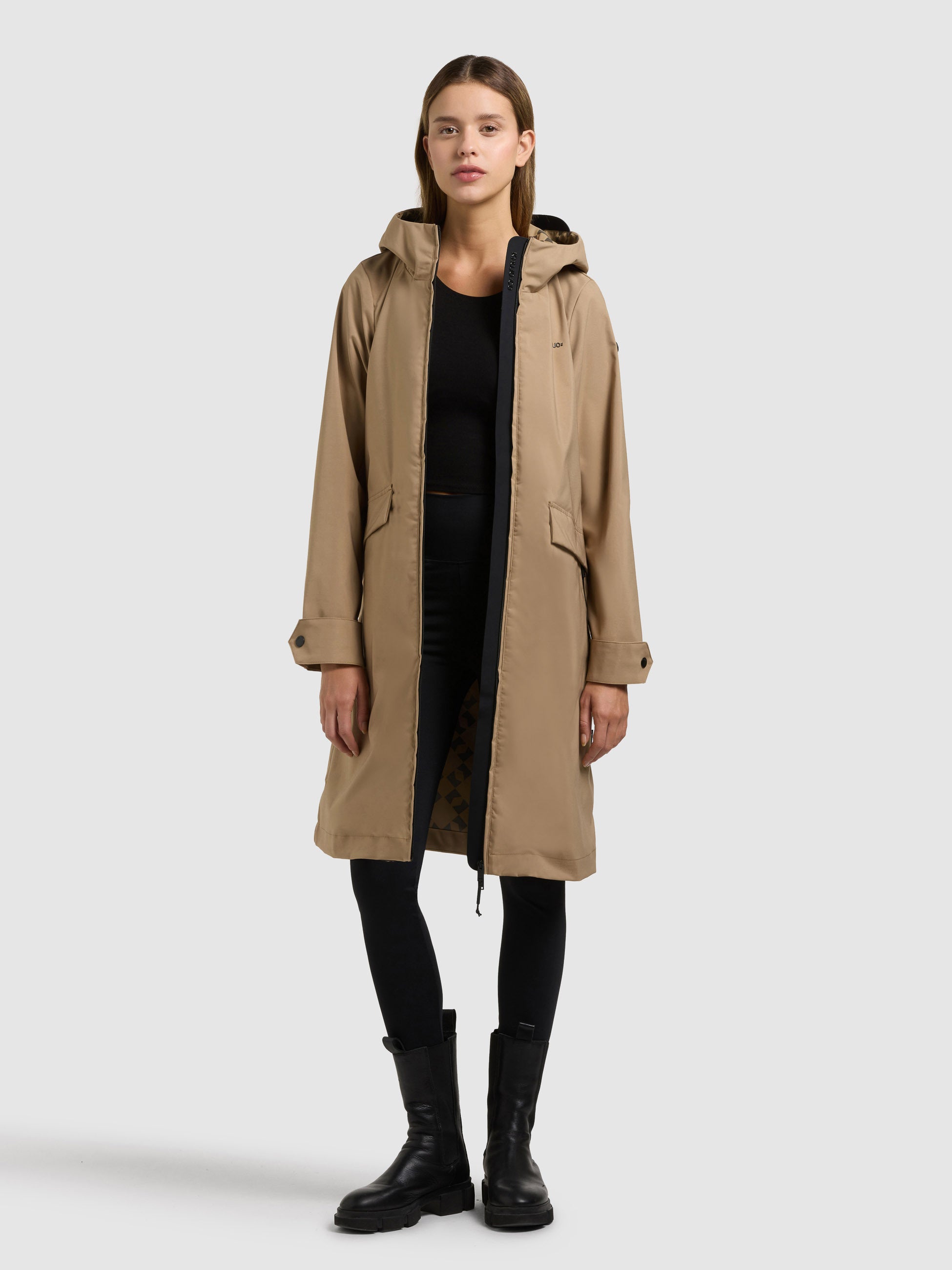 khujo-jacke-femke2-wasserdichter-parka-in-dark-beige-im-slim-fit image 2