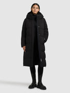 khujo-coat-rachel2-matt-black-knielanger-steppmantel-mit-kapuze-f-r-damen image 2