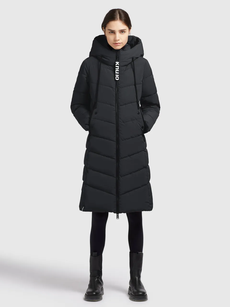 khujo-mantel-mikia-schwarz-knielanger-steppmantel-damen-regular-fit image 1
