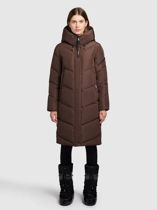 khujo-coat-jange-dark-brown-steppmantel-knielang-winter image 1