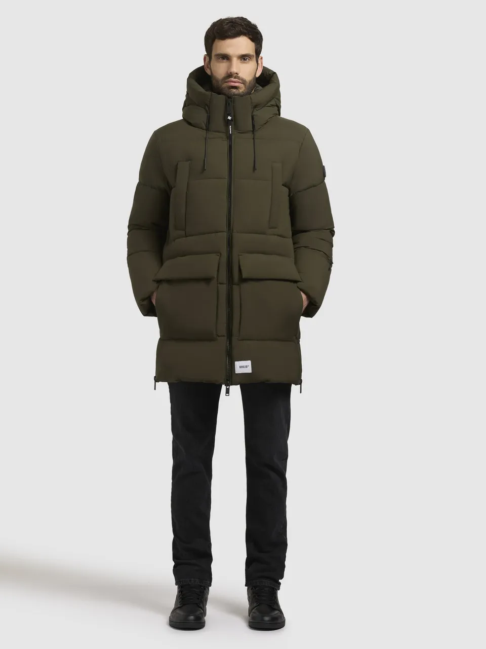khujo-welm-matt-damen-steppmantel-dark-green-mit-taillenzug image 1
