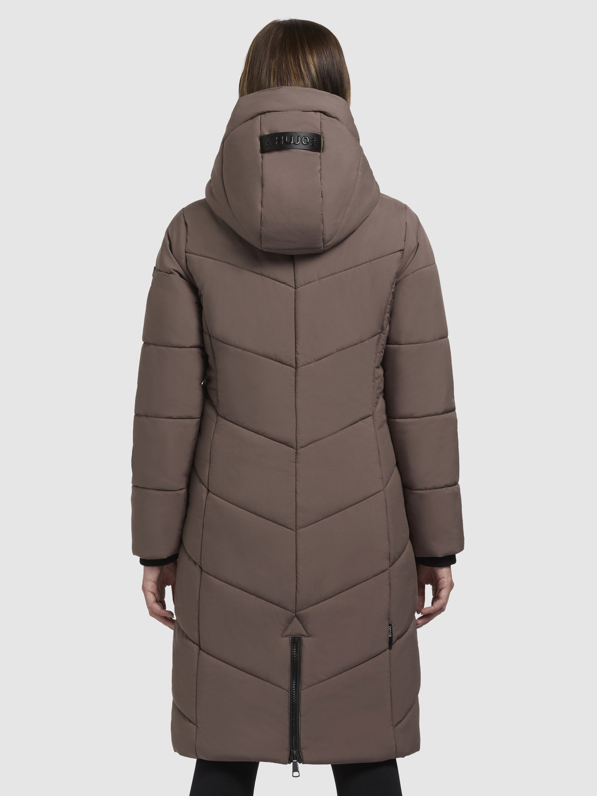 khujo-mantel-aribay5-taupe-dunkel-damen-steppjacke-lang-mit-strick image 3