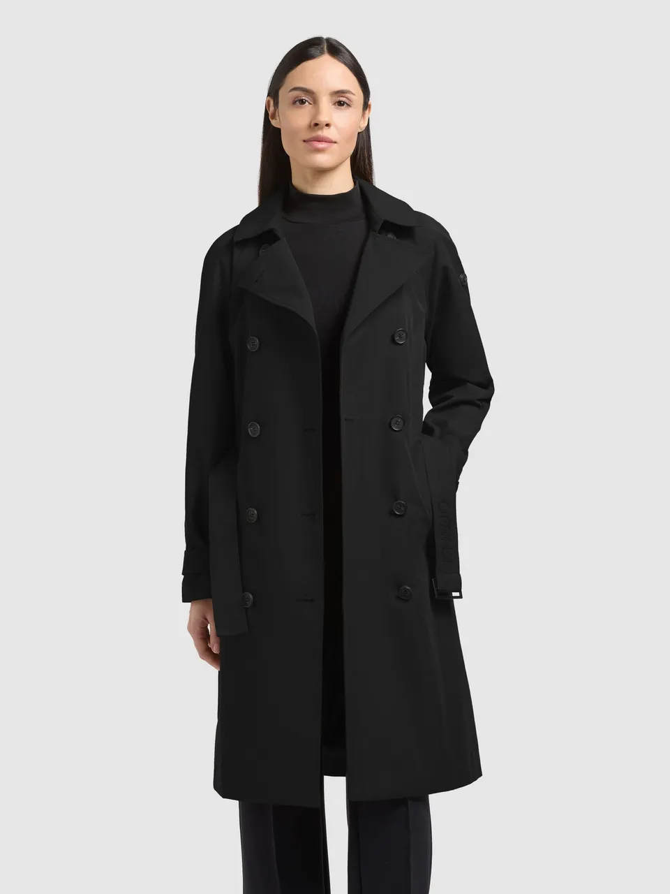 khujo-mantel-rula2-black-doppelreihiger-damen-trenchcoat-aus-baumwollgemisch-mit image 1