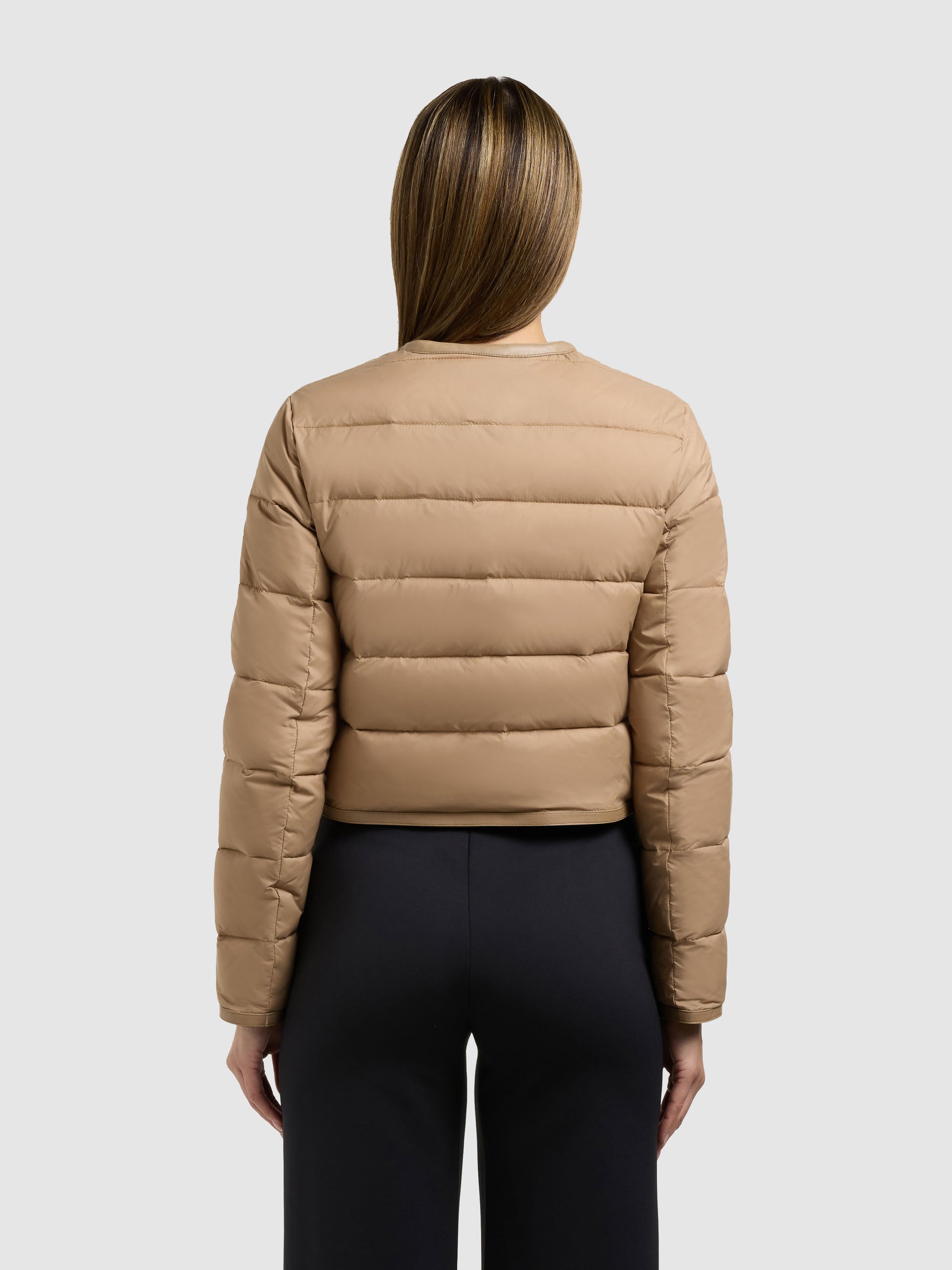 khujo-jacke-wanda-dark-camel-kragenlose-damen-steppjacke image 3
