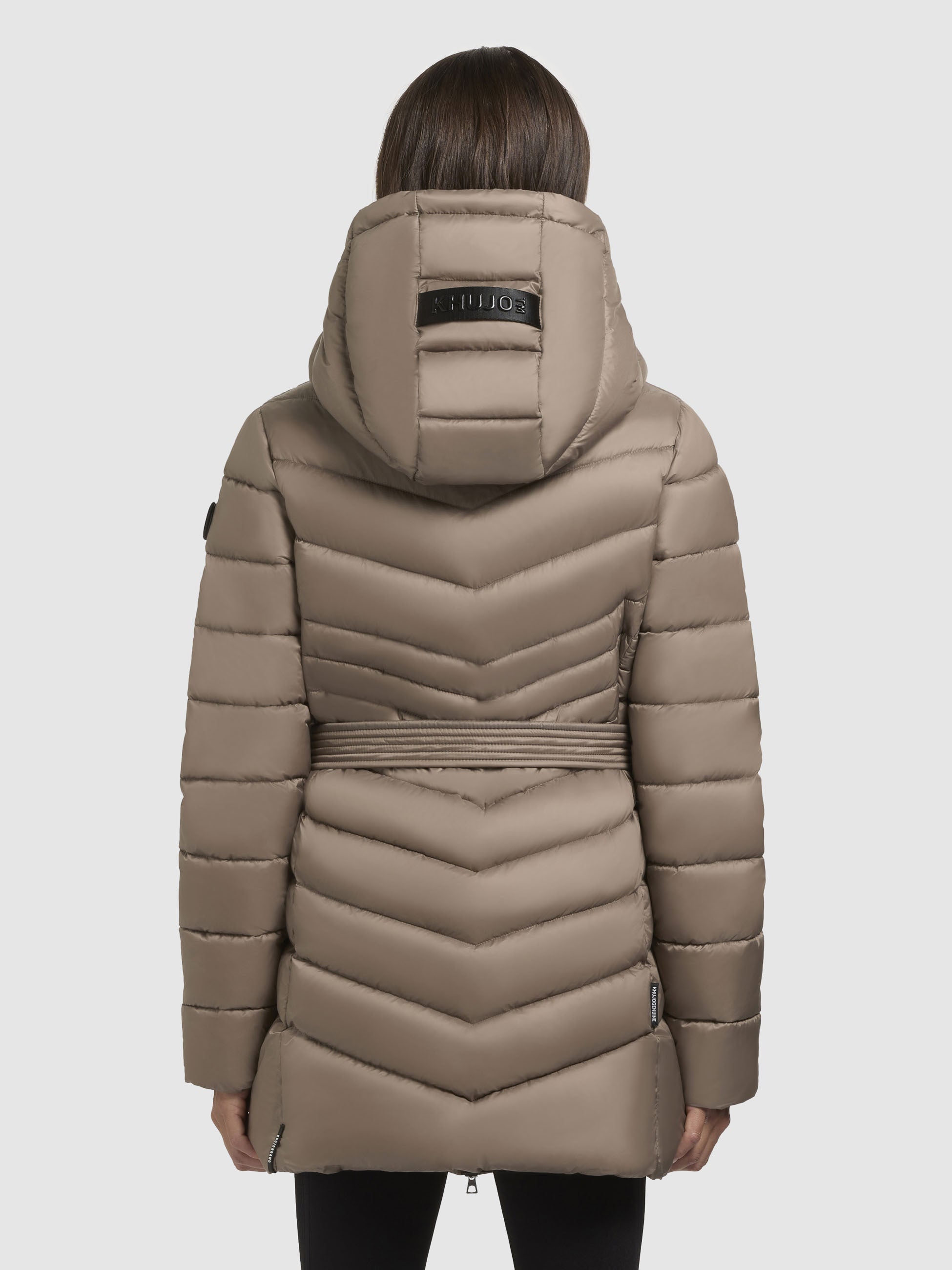 khujo-jacke-selma-graubeige-damen-steppjacke-mit-tailleng-rtel-und-kapuze image 3