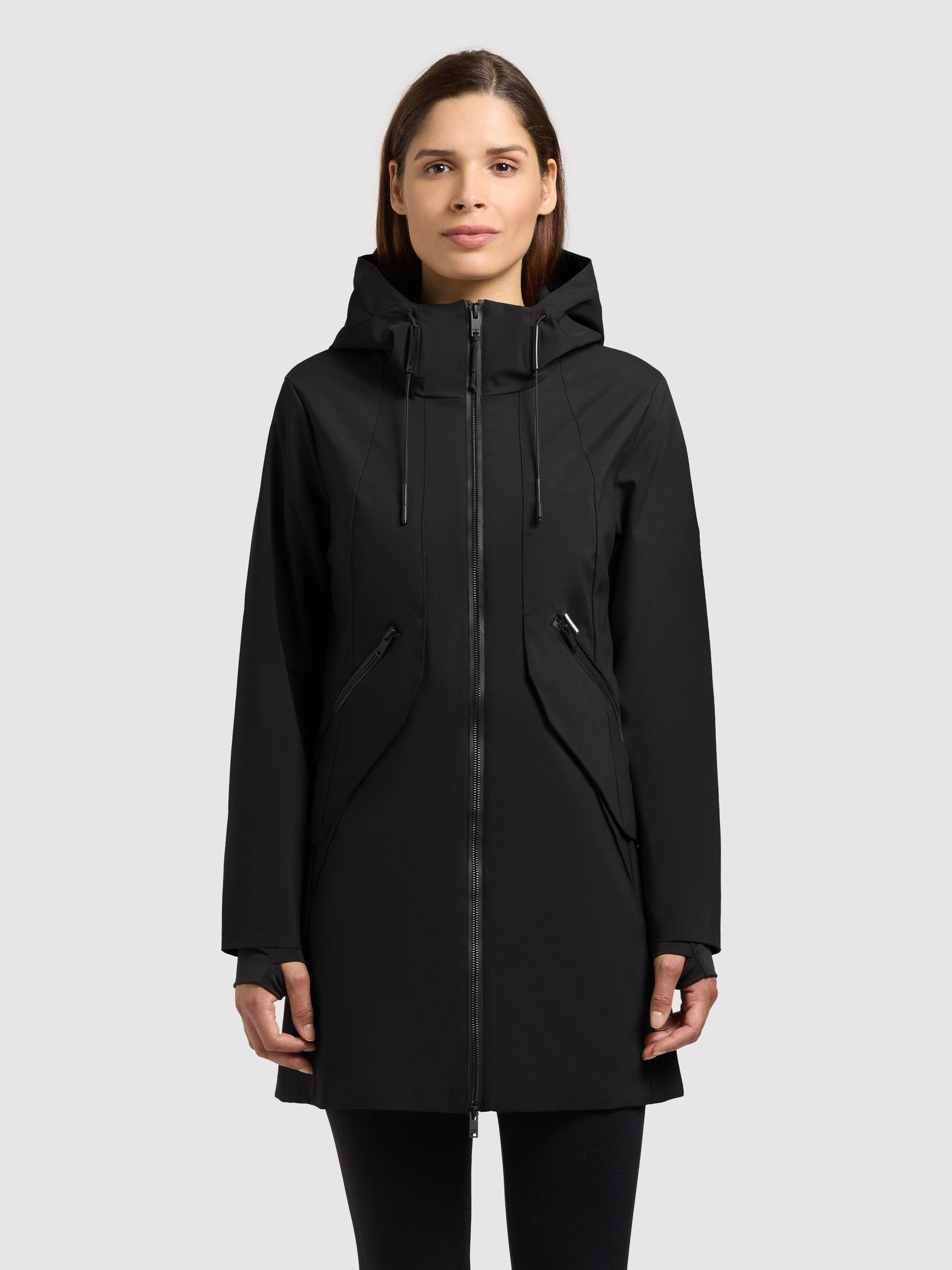 khujo-jacke-eiza-black-lange-damen-regenjacke-wasserabweisend-schwarz image 4