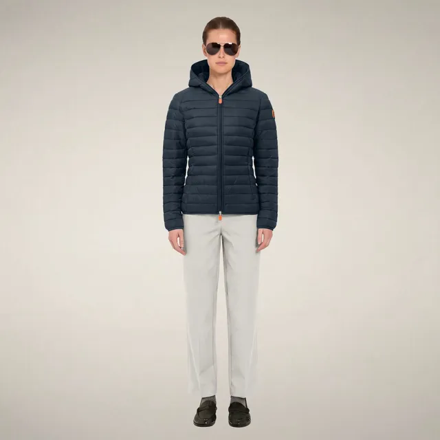 save-the-duck-daisy-damen-daunenjacke-blau-schwarz-mit-kapuze image 1